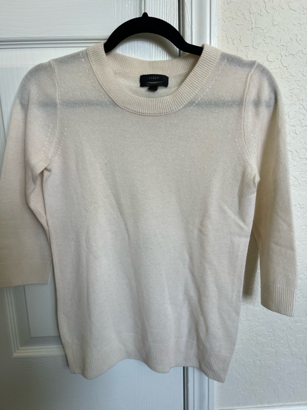 J. Crew 3/4 sleeve cashmere crewneck sweater | Size XS White